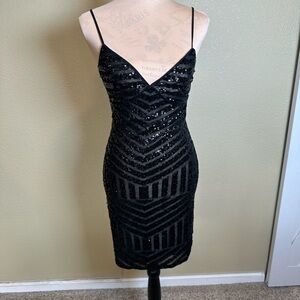 Express Black Sequin Midi Dress